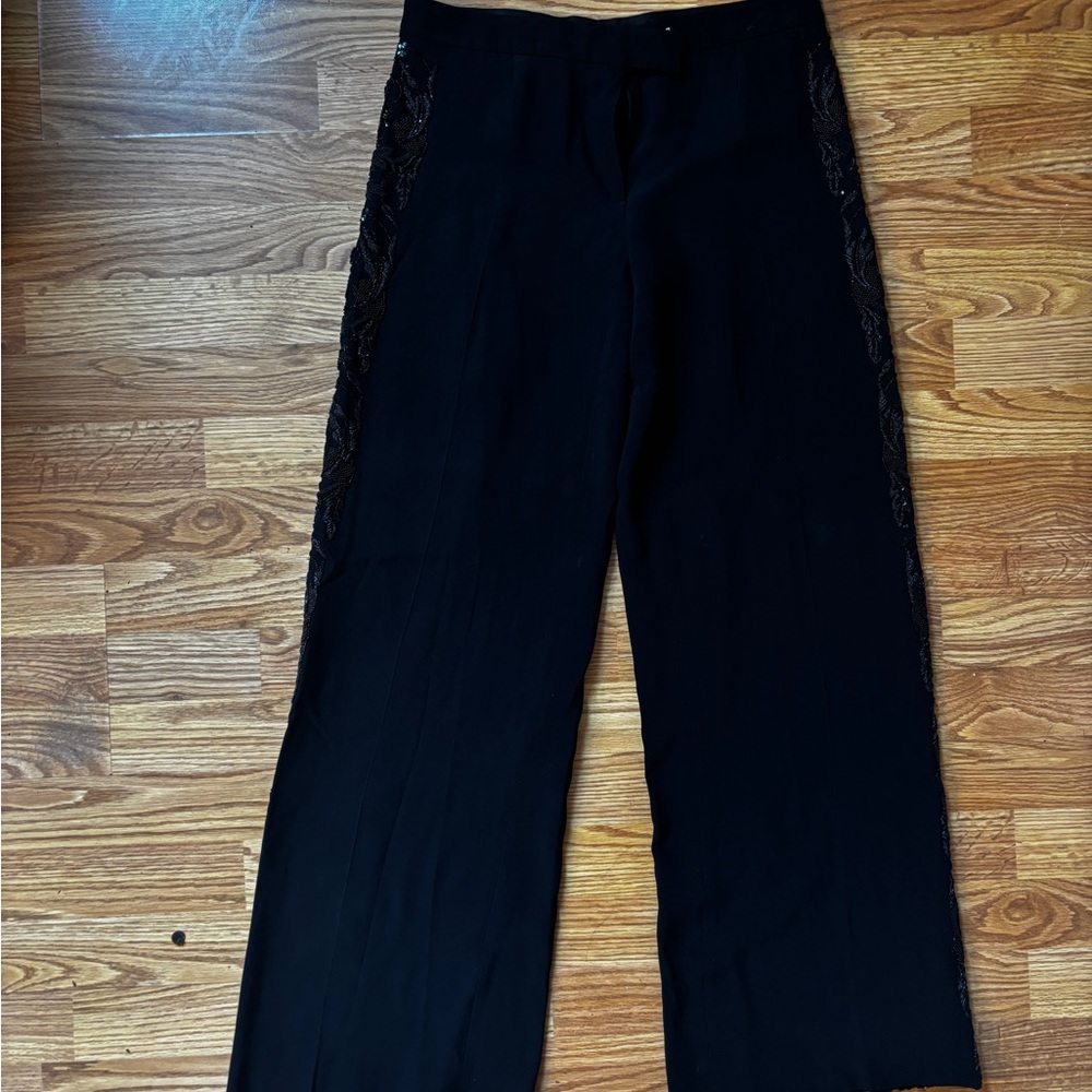 Alexander McQueen Black Lace Trim Trousers